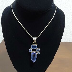 Taylor Silver Necklace with Blue Gemstones